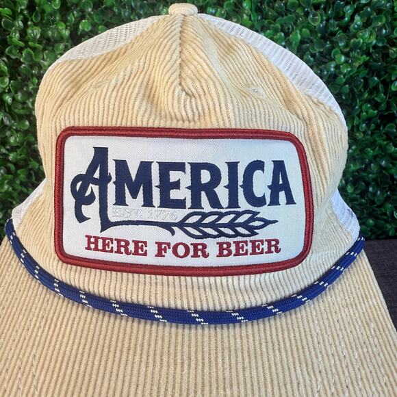 Simply Southern Adult America Here For The Beer Snapback Hat Rope Cap Corduroy - Picture 5 of 10